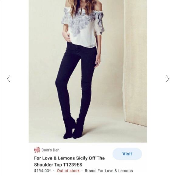 FOR LOVE AND LEMONS SICILY OFF THE SHOULDER EMBROIDERED TOP WOMENS SIZE SMALL - Picture 3 of 9